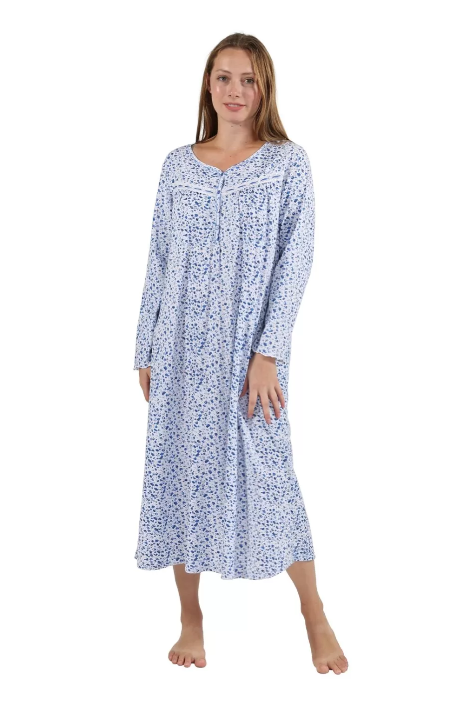 Discount 100% Cotton Mini Floral Cotton Knit Gown Gowns