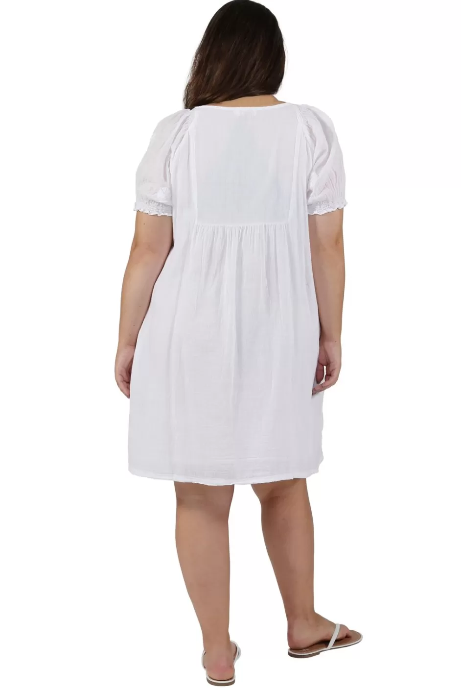 Cheap 100% Cotton Plus Size Short Sleeve Embroidered Chemise Plus Sleepwear