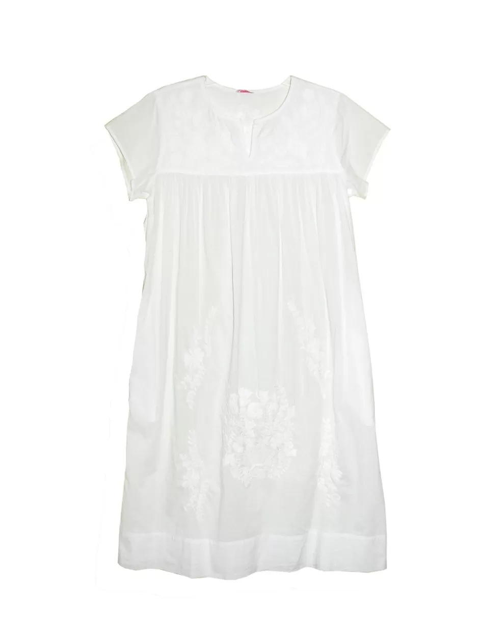 Best 100% Cotton White Embroidered Plus Size Gown Plus Sleepwear