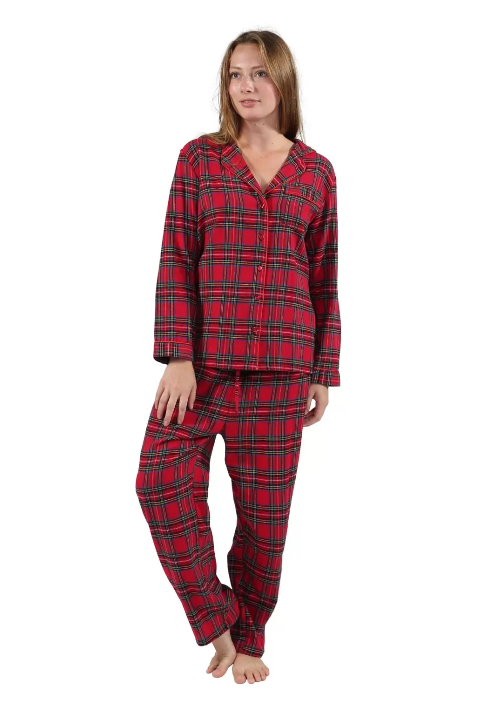 Best 100% Cotton Yarn Dyed Plaid Flannel Pajama Set Pajamas