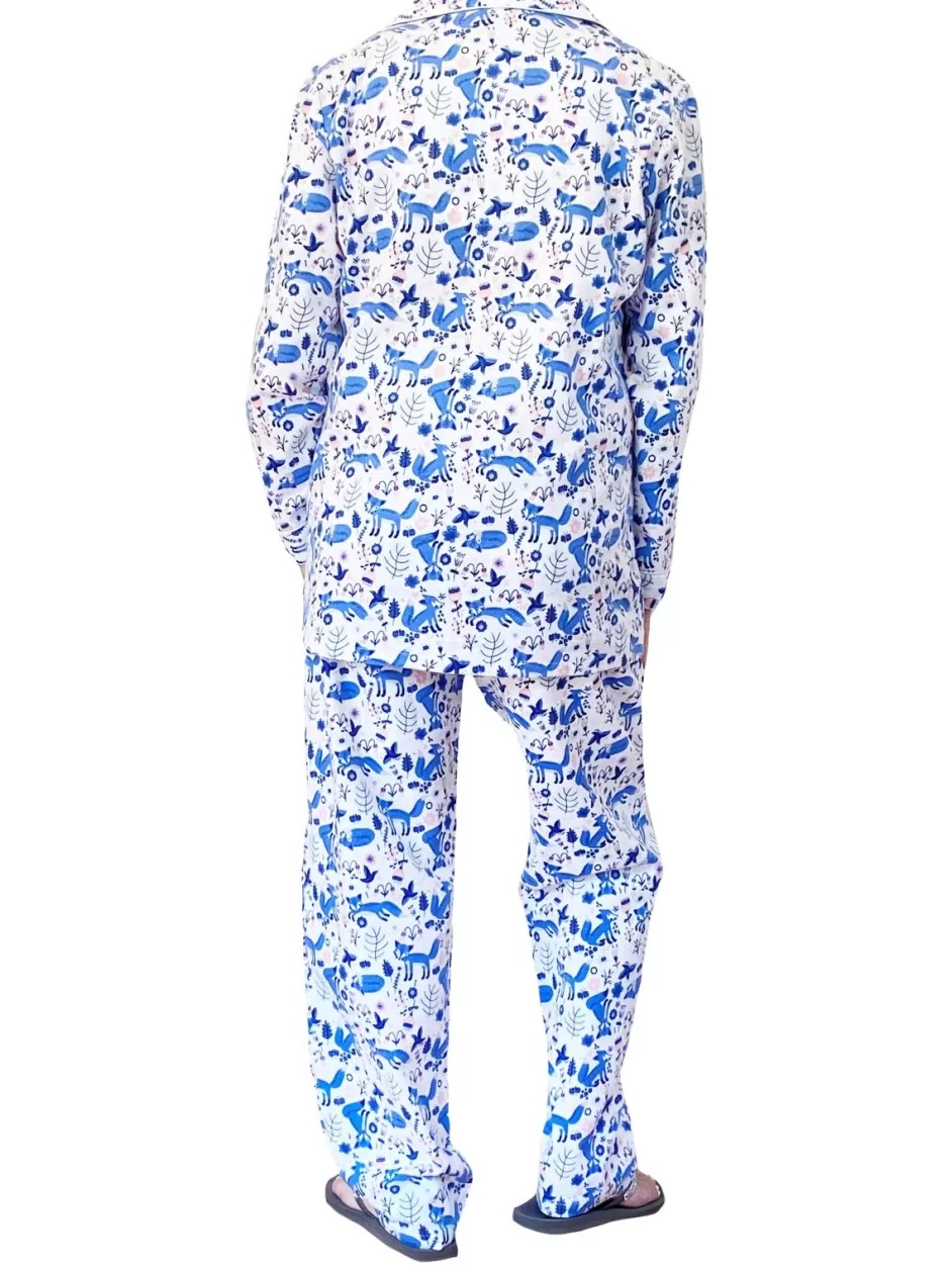 Fashion Blue Fox Flannel Pajama Set Pajamas