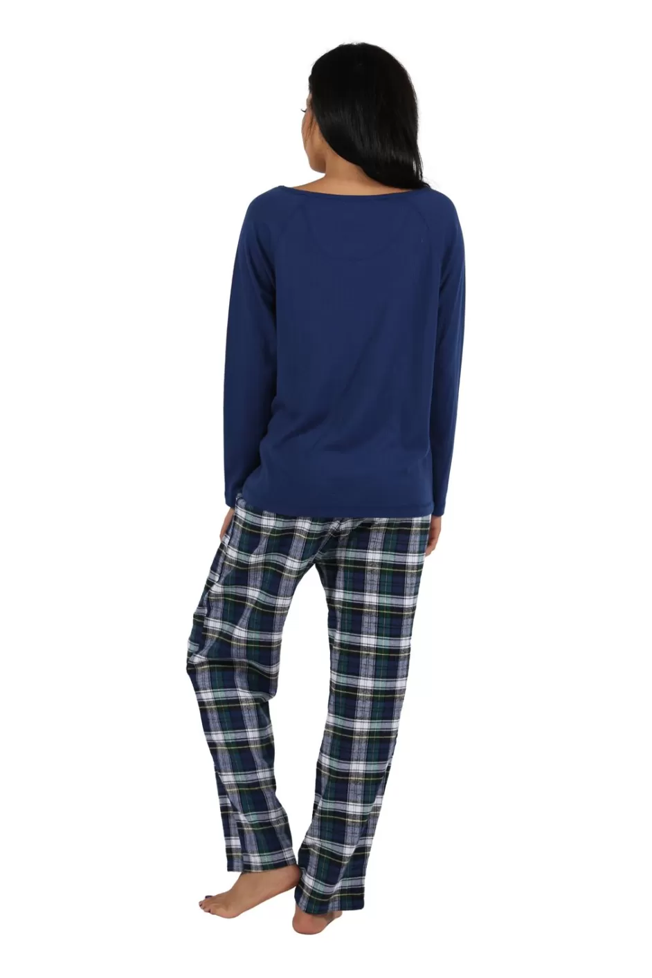 Discount Cotton Knit Top With Flannel Pajama Set Pajamas