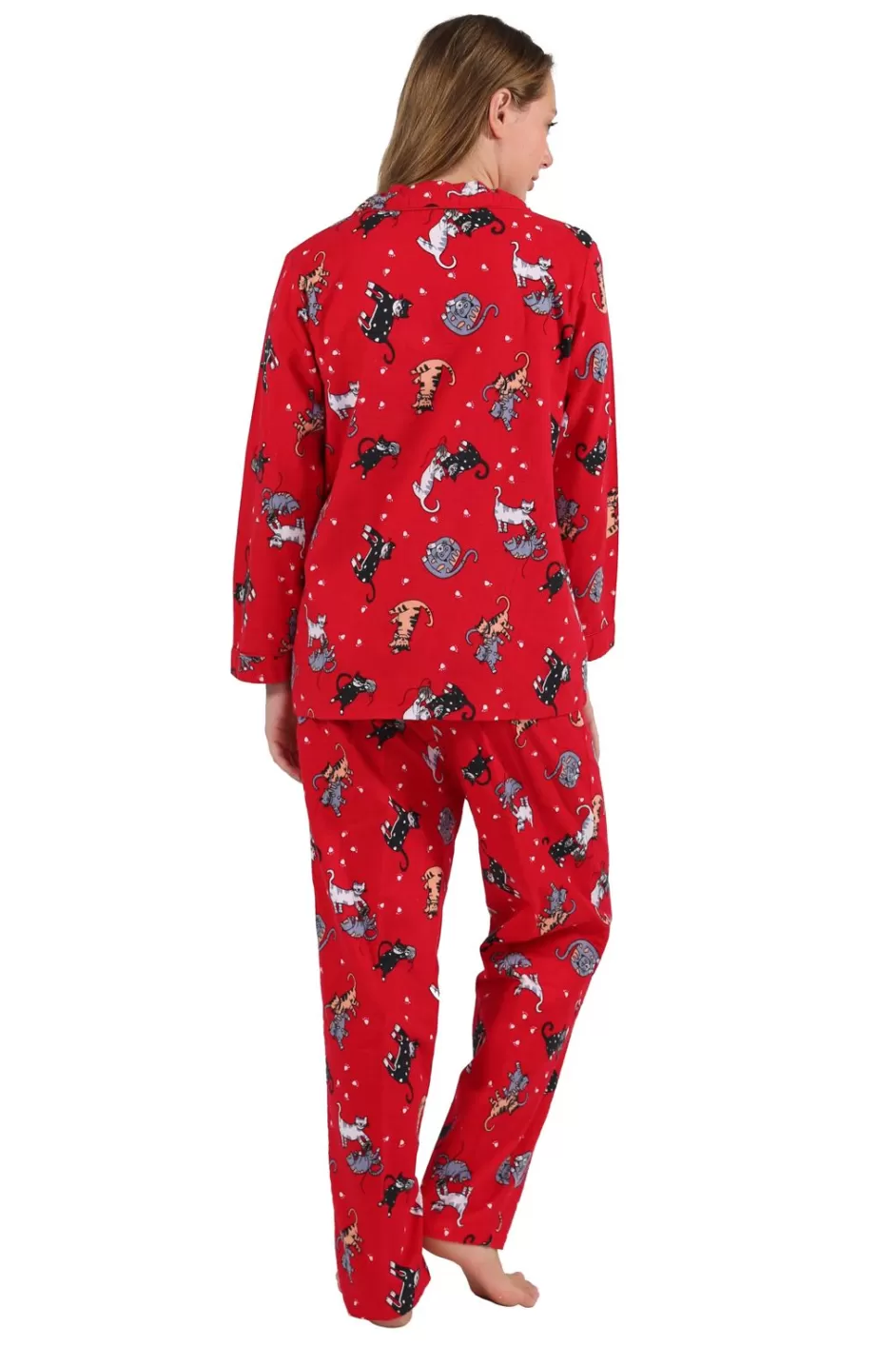 Best Flannel Cat Print Pajama Set Pajamas