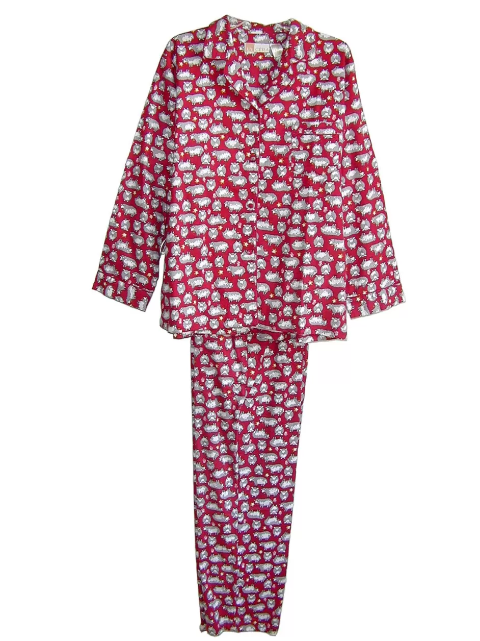 Cheap Flannel Sheep Print Plus Size Pajama Set Plus Sleepwear