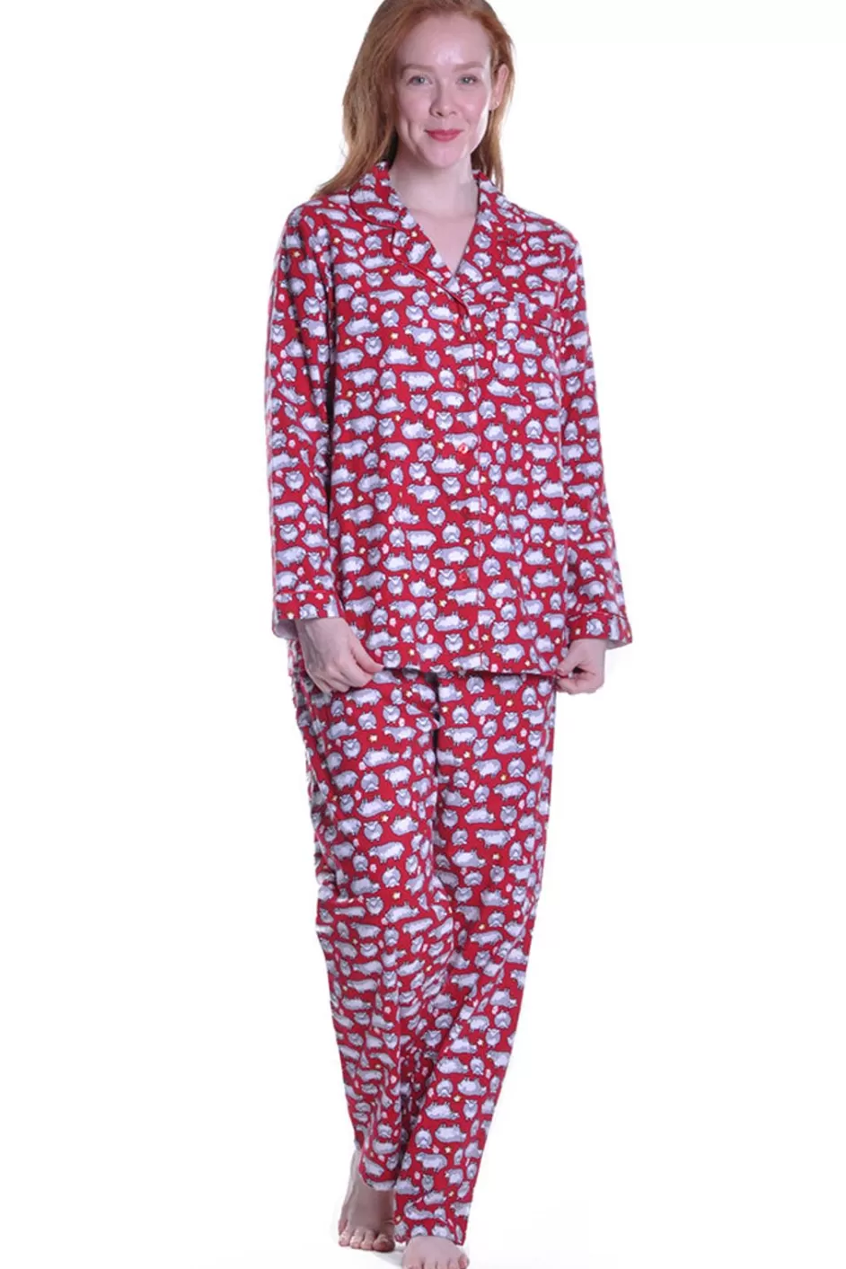 Cheap Flannel Sheep Print Plus Size Pajama Set Plus Sleepwear