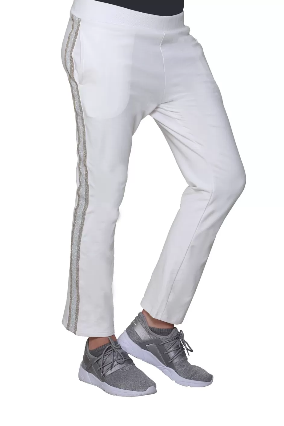 Cheap French Terry Pant With Lurex Tuxedo Stripe Trim Bottoms