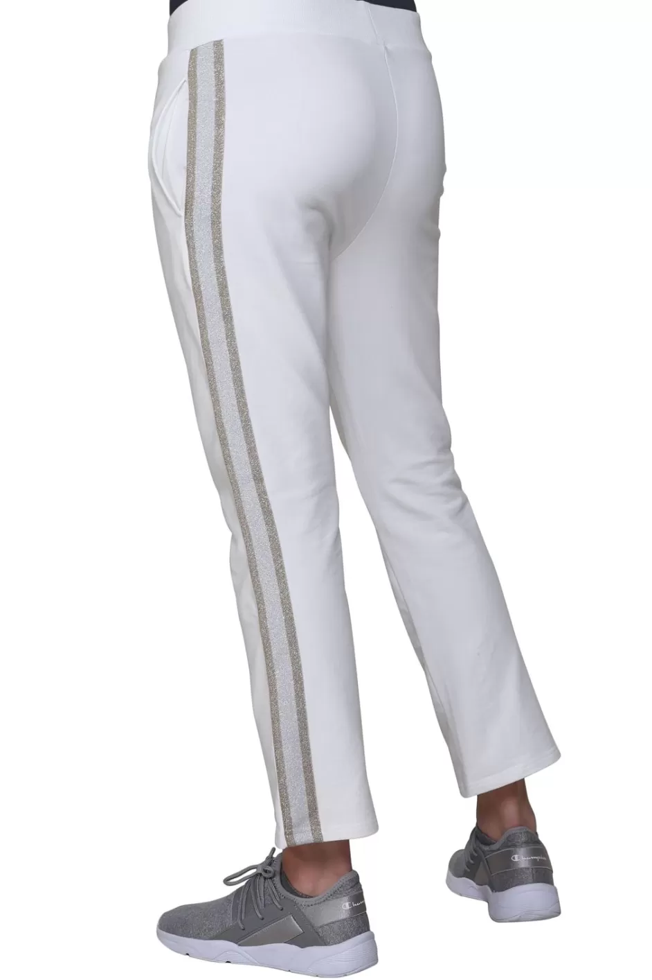 Cheap French Terry Pant With Lurex Tuxedo Stripe Trim Bottoms