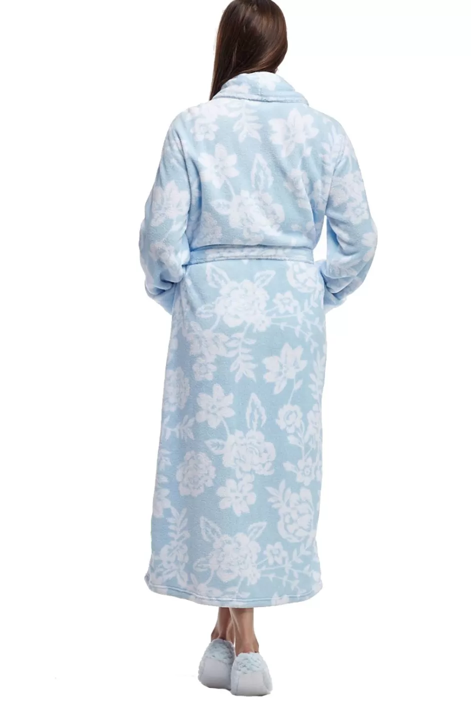 Shop La Cera Floral Fleece Bathrobe With Belt Robes