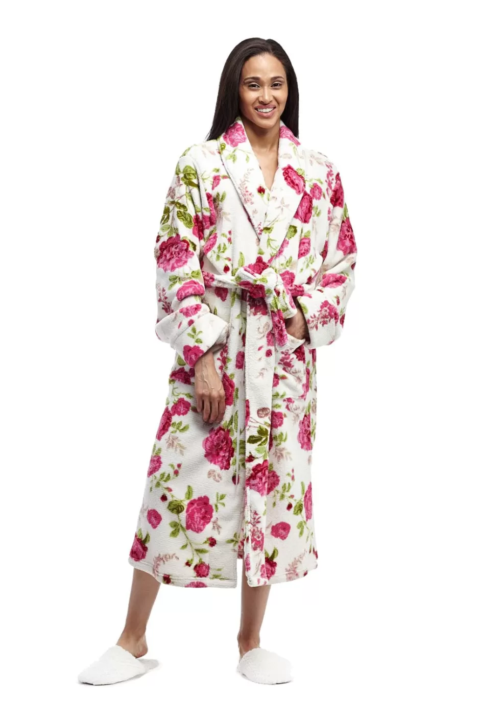 New La Cera Floral Plush Fleece Bath Robe Robes