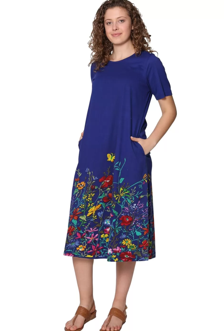Best La Cera Floral Printed Short Sleeve Dress - Plus Size Plus Dresses