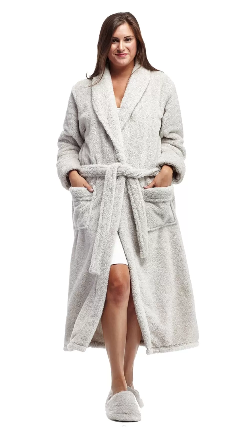 Store La Cera Heathered Fleece Long Robe Robes