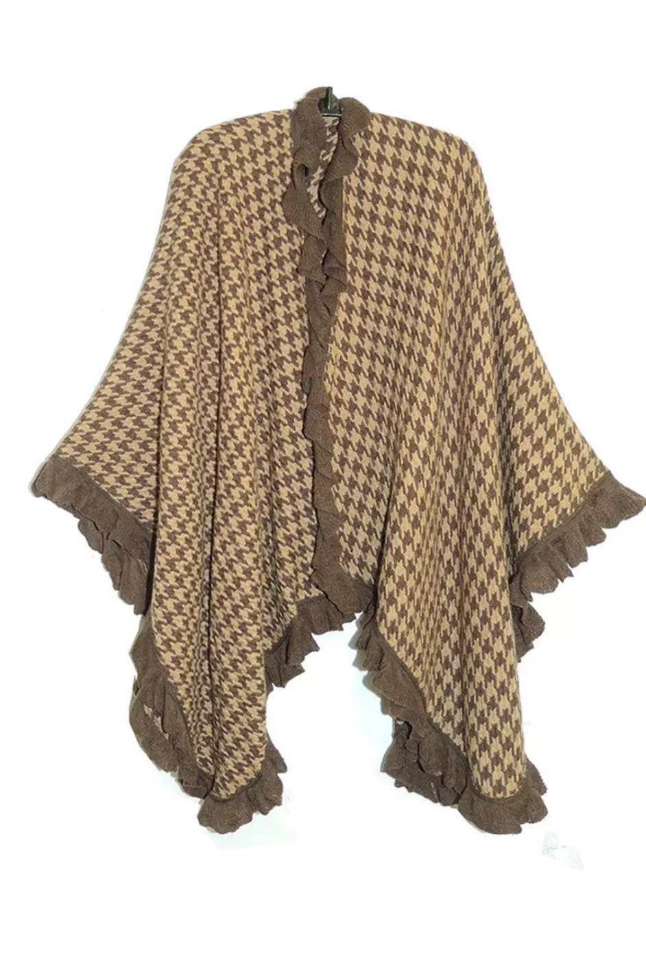 Online La Cera Houndstooth Split Poncho Shawl Sweaters