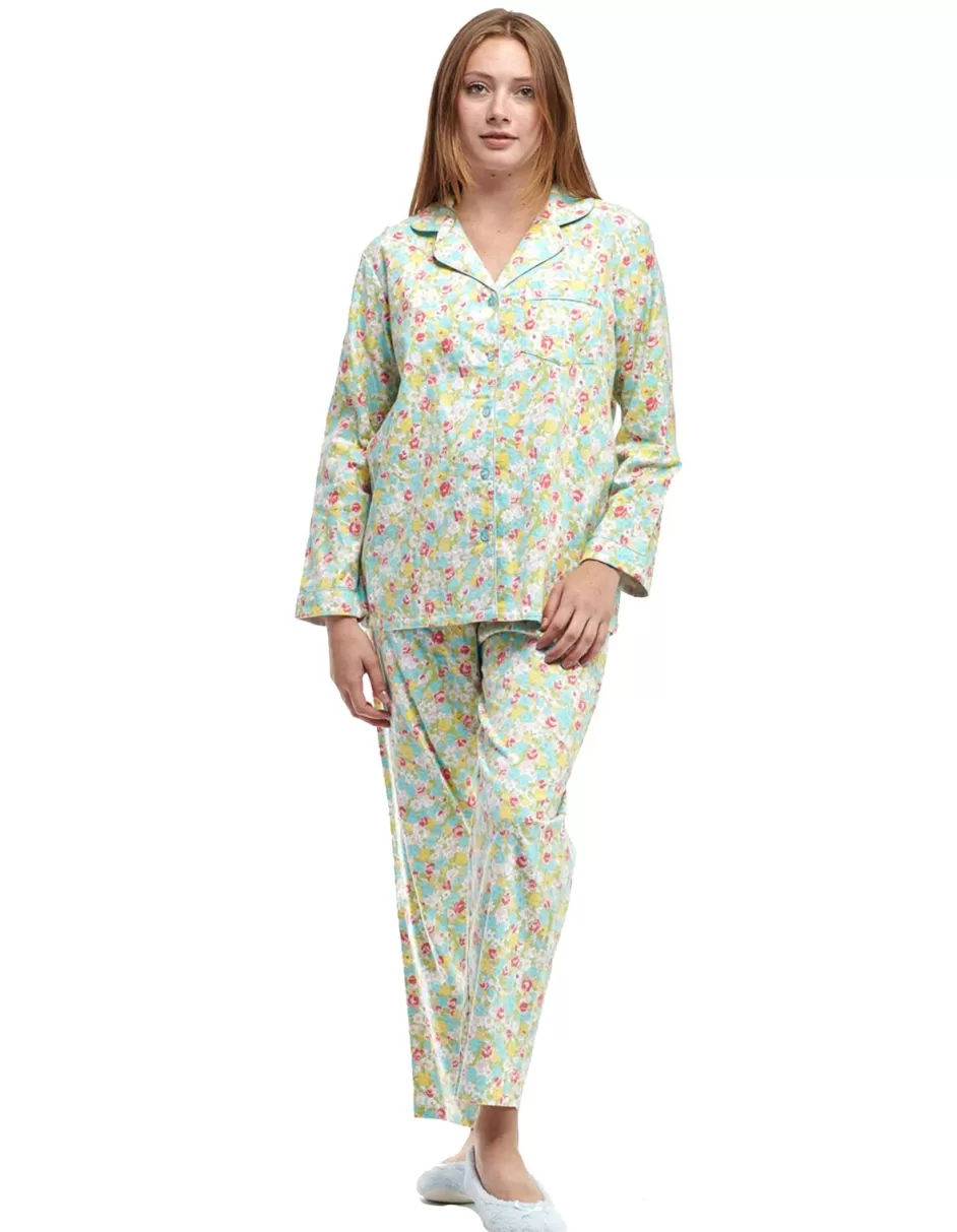 Best Sale La Cera Long Sleeve Floral Flannel Pajama Set Pajamas