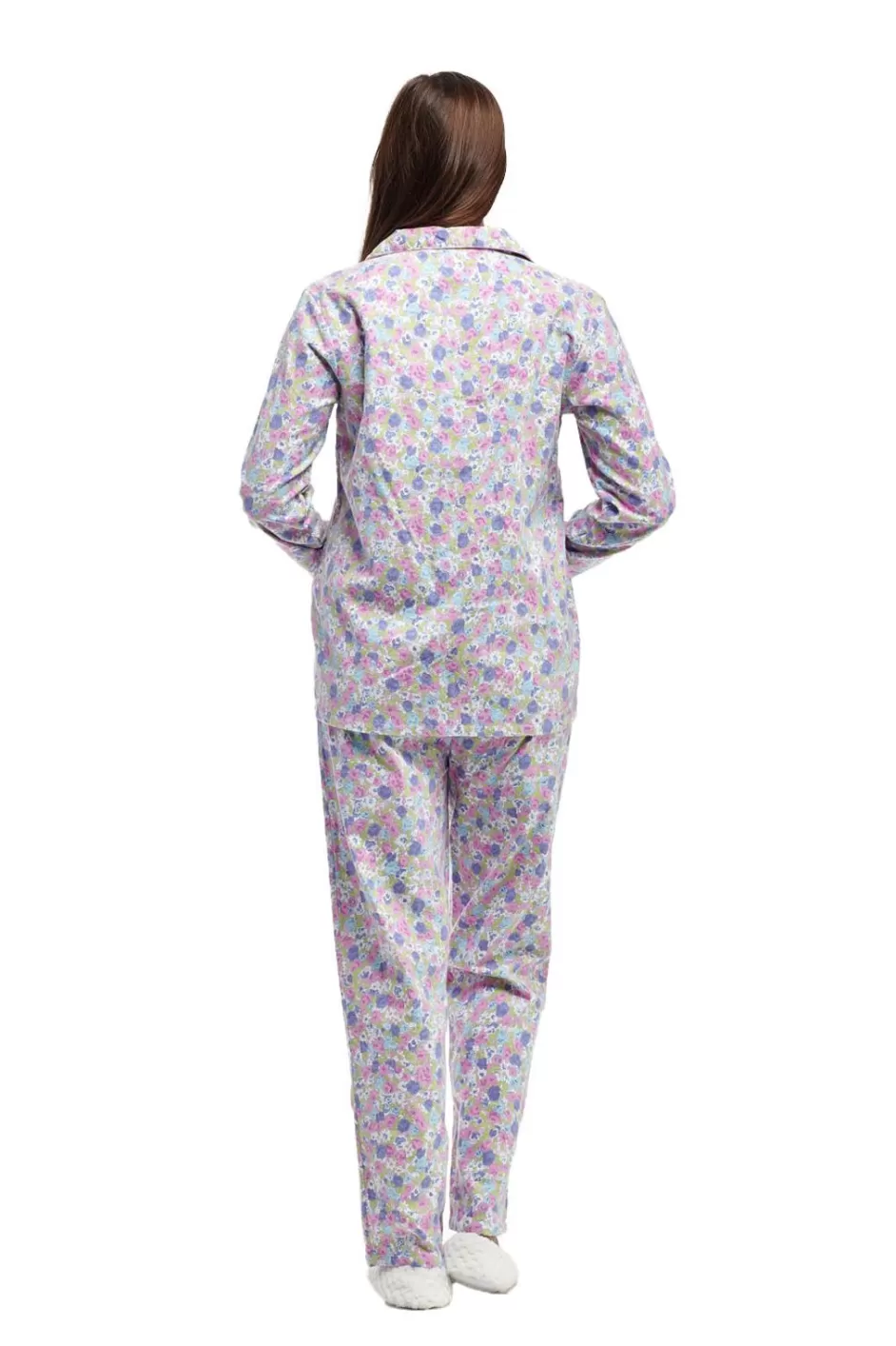 Hot La Cera Long Sleeve Floral Flannel Pajama Set Pajamas