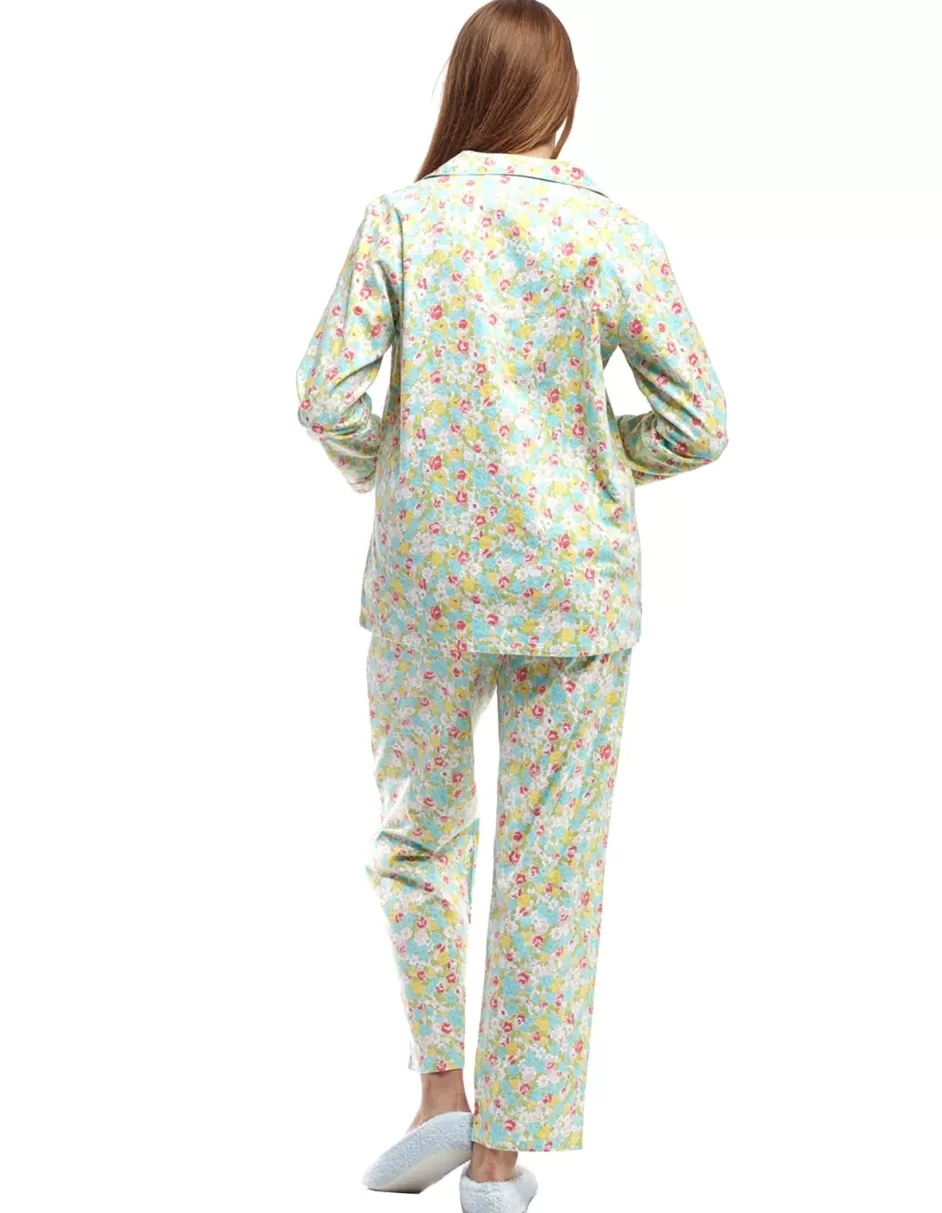 Best Sale La Cera Long Sleeve Floral Flannel Pajama Set Pajamas