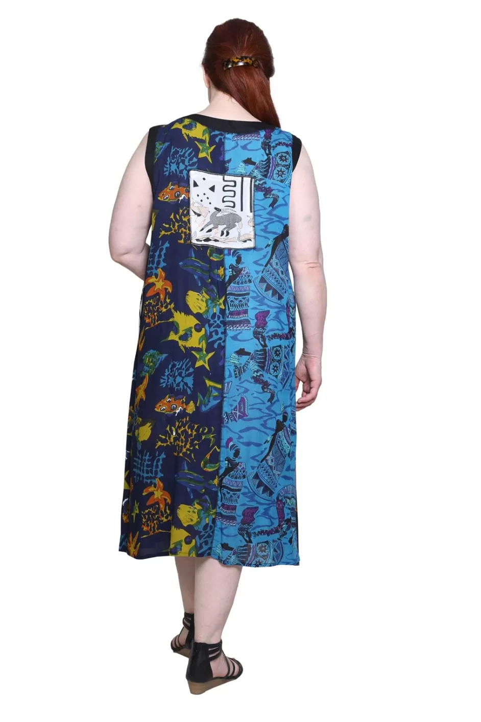 Cheap La Cera Multi Print Plus Size Sleeveless Dress Plus Dresses