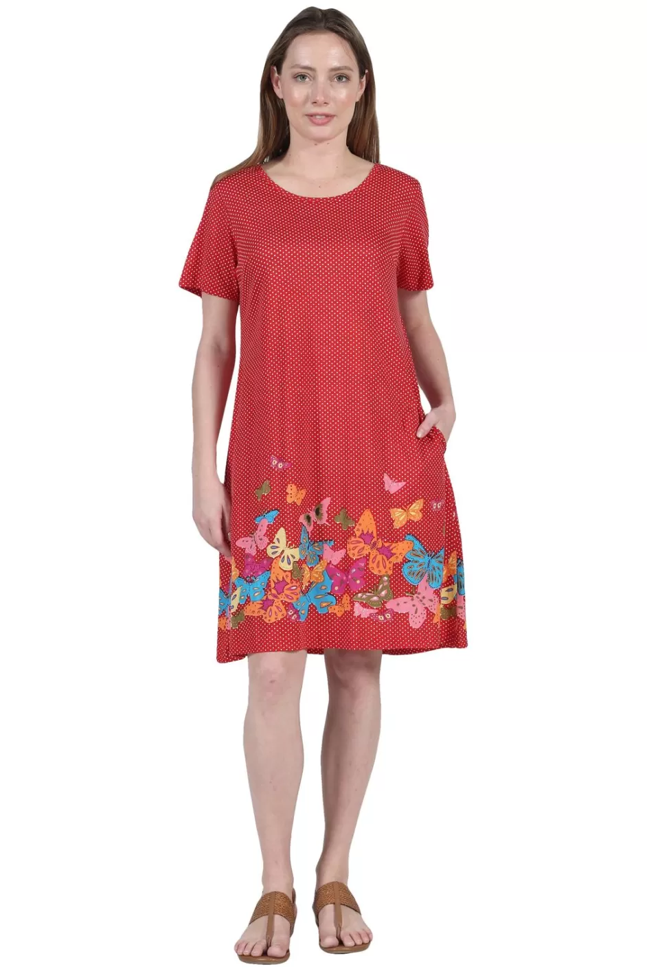 Best Sale La Cera Novelty Floral Butterfly Print Short Sleeve Plus Size Dress Plus Dresses