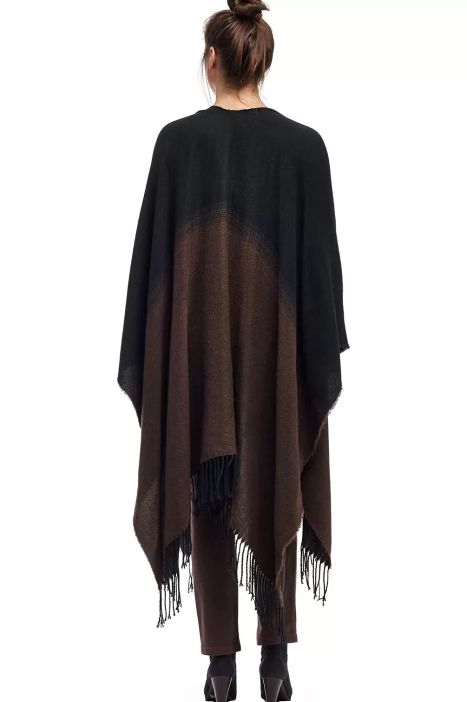 Clearance La Cera Ombre Split Poncho Shawl Sweaters