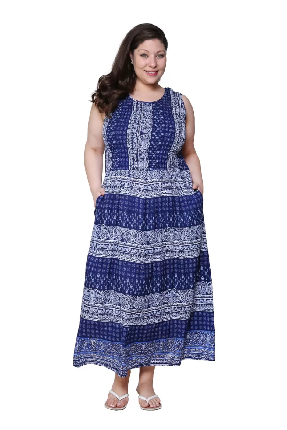 Cheap La Cera Paisley Plus Size Sleeveless Maxi Dress Plus Dresses