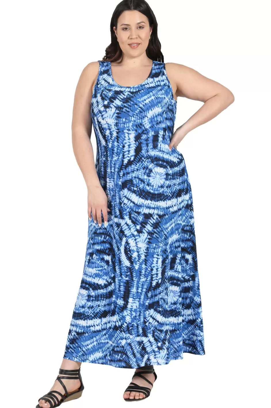 Best Sale La Cera Paisley Tie Dye Print Plus Size Maxi Dress Plus Dresses