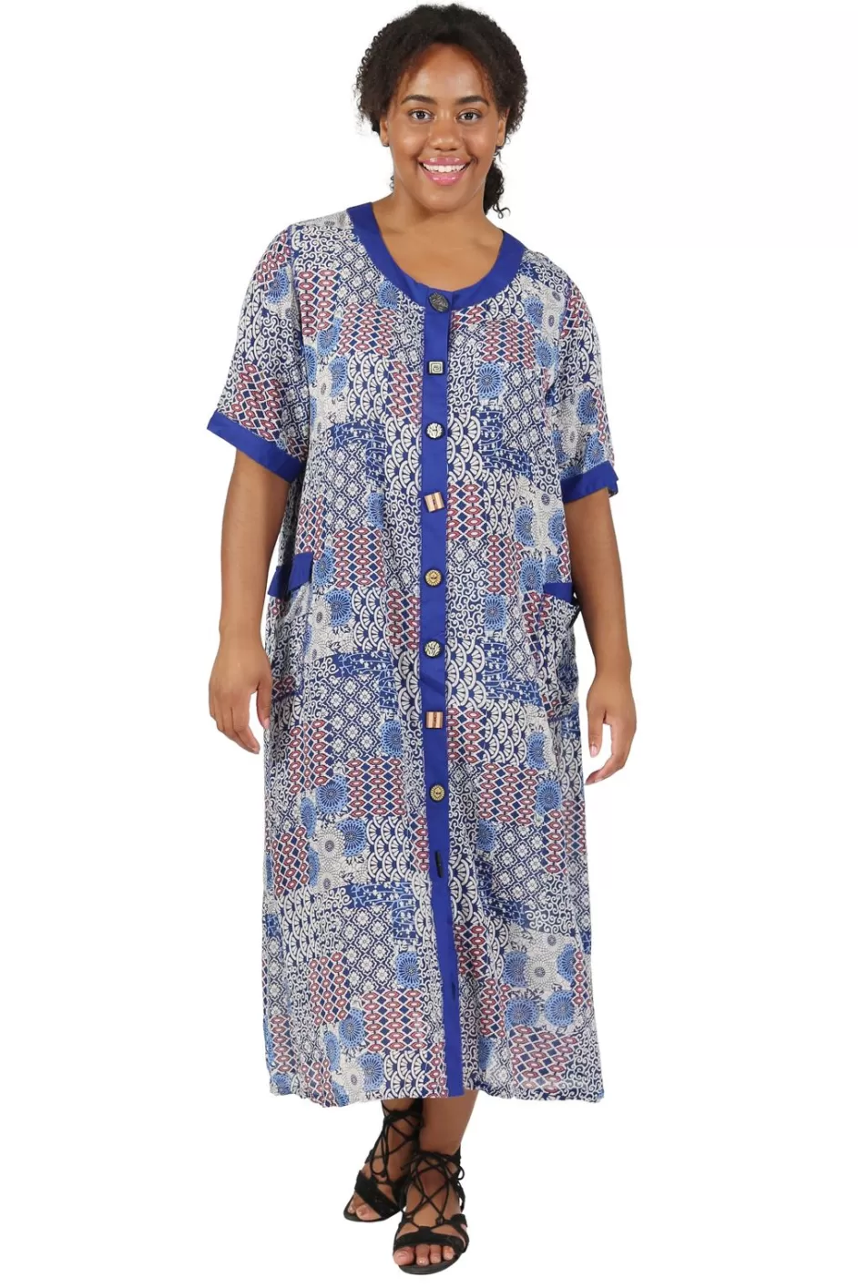 Shop La Cera Patchwork Plus Size Short Sleeve Dress Plus Dresses
