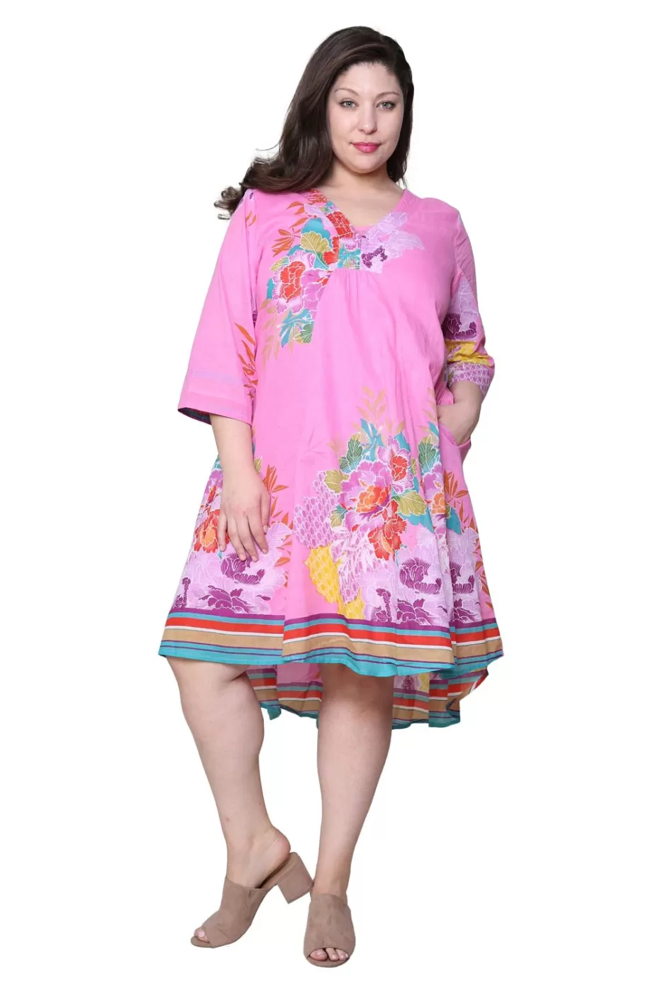 Sale La Cera Plus Size 100% Cotton Printed Plus Size Dress Plus Dresses