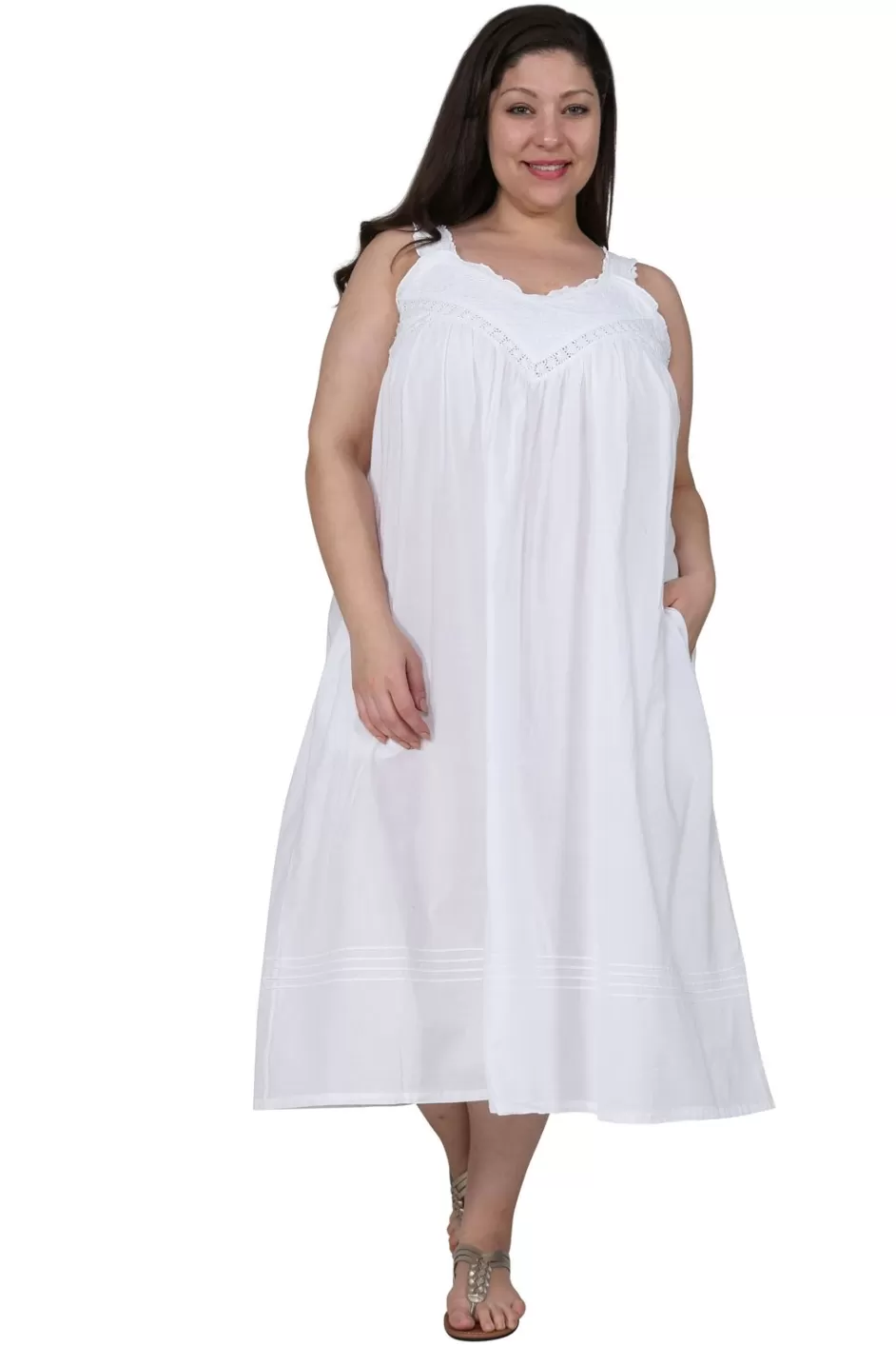 Best Sale La Cera Plus Size Embroidered Sleeveless Pinafore Gown Plus Sleepwear