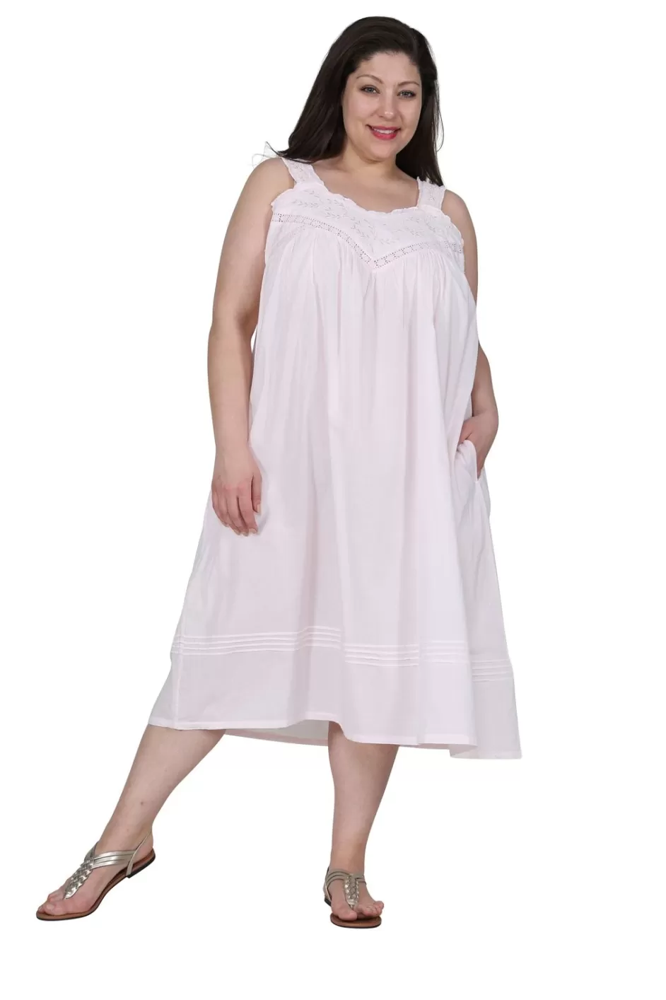 Best Sale La Cera Plus Size Embroidered Sleeveless Pinafore Gown Plus Sleepwear