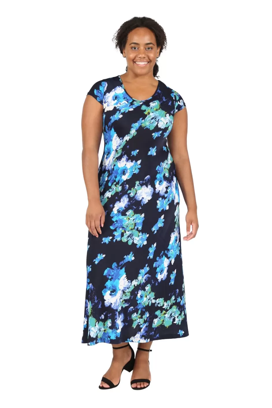 Best Sale La Cera Plus Size Floral Short Sleeve Maxi Dress Plus Dresses
