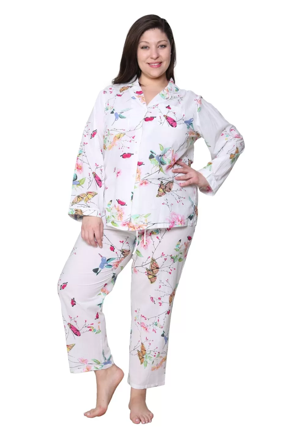 Cheap La Cera Plus Size Long Sleeve Floral Pajama Set Plus Sleepwear