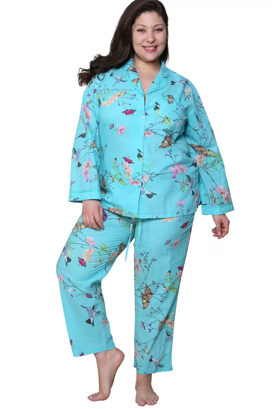 Cheap La Cera Plus Size Long Sleeve Floral Pajama Set Plus Sleepwear