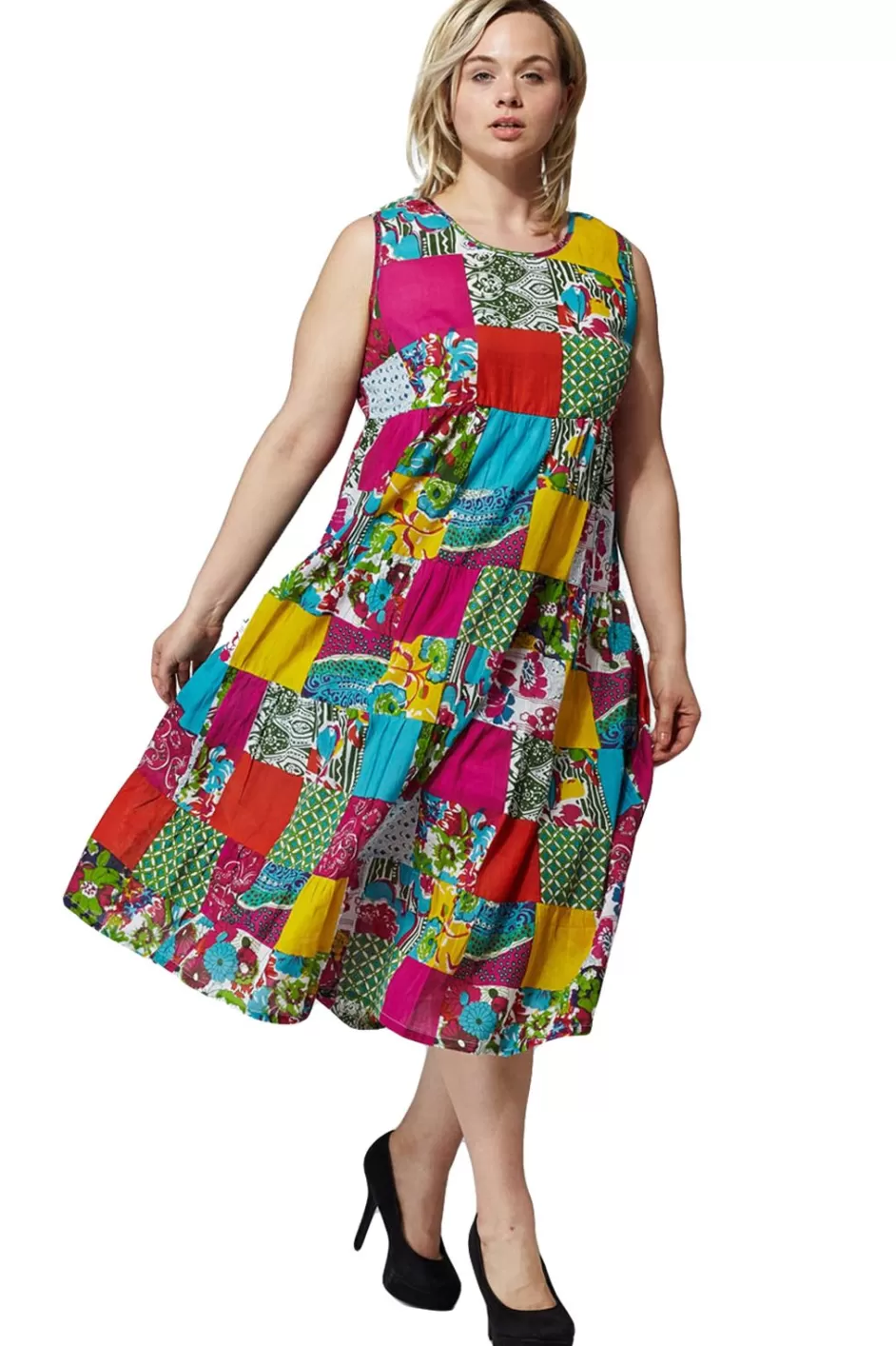 Clearance La Cera Plus Size Multicolored Patchwork Dress Plus Dresses