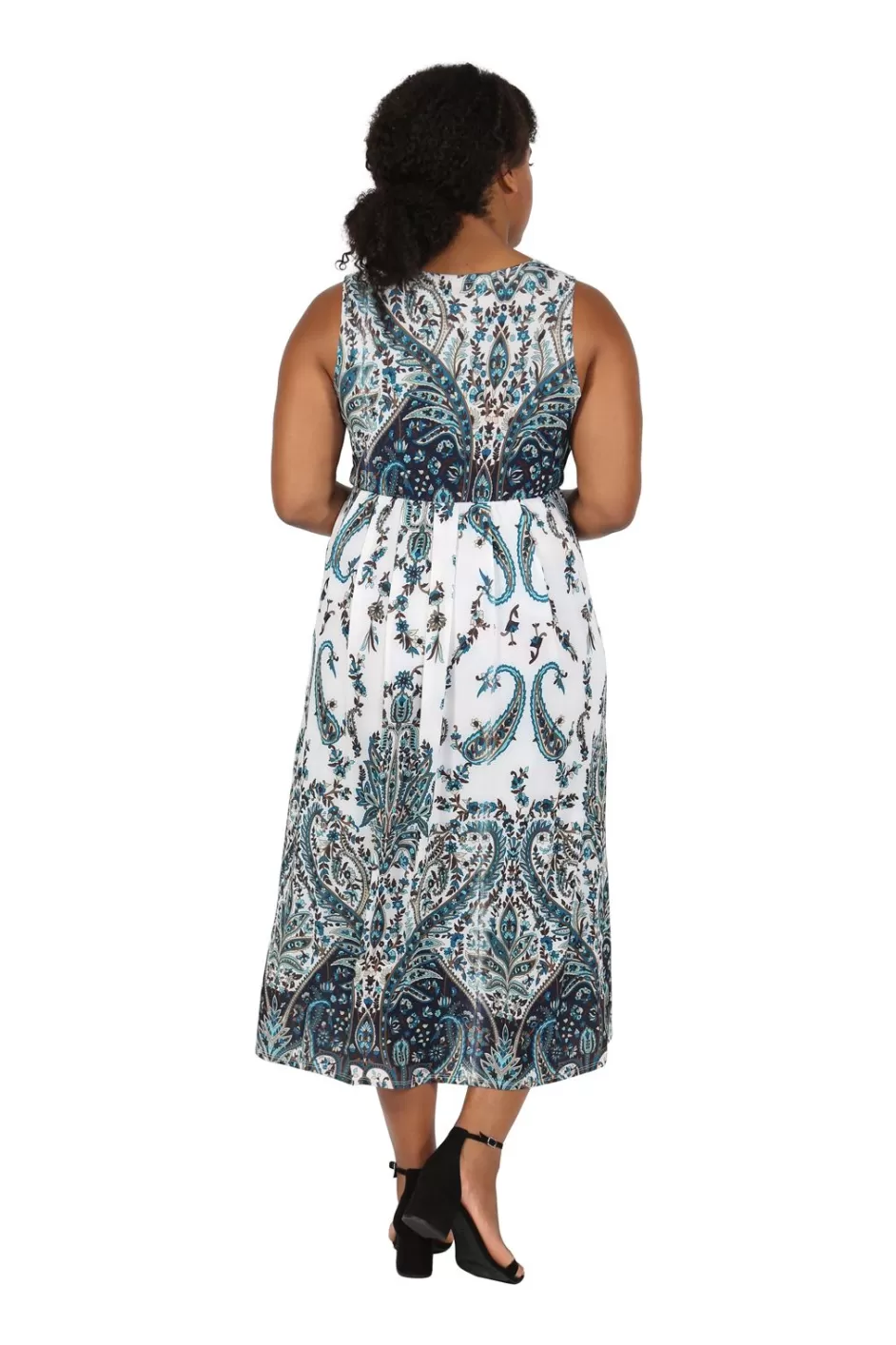 Discount La Cera Plus Size Paisley Printed Sleeveless Long Dress Plus Dresses