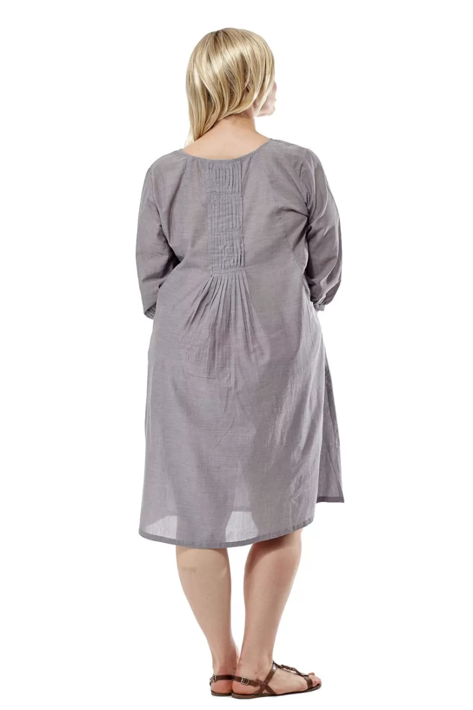 Fashion La Cera Plus Size Pleated Front Chambray Dress Plus Dresses