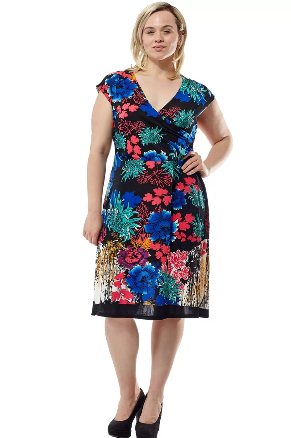 Outlet La Cera Plus Size Print Cross-Over Front Dress Plus Dresses