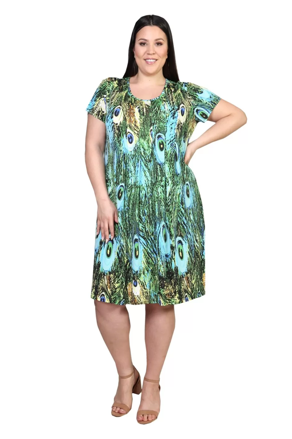 Discount La Cera Plus Size Print Short Sleeve Dress Plus Dresses