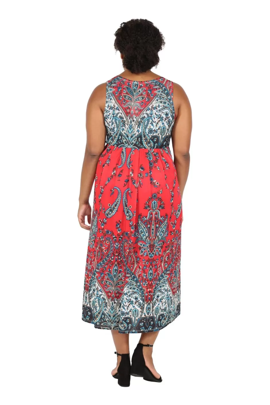 Best Sale La Cera Sleeveless Paisley Printed Plus Size Maxi Dress Plus Dresses