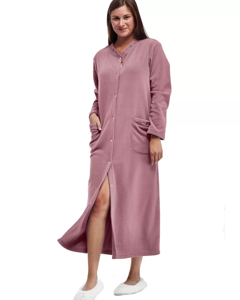 New La Cera Snap Front Fleece Robe Robes