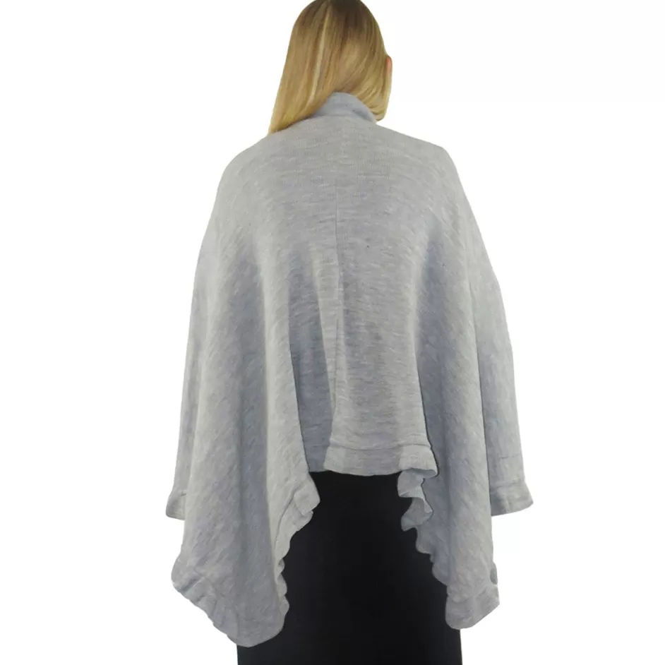 Clearance La Cera Solid Split Poncho Shawl Sweaters