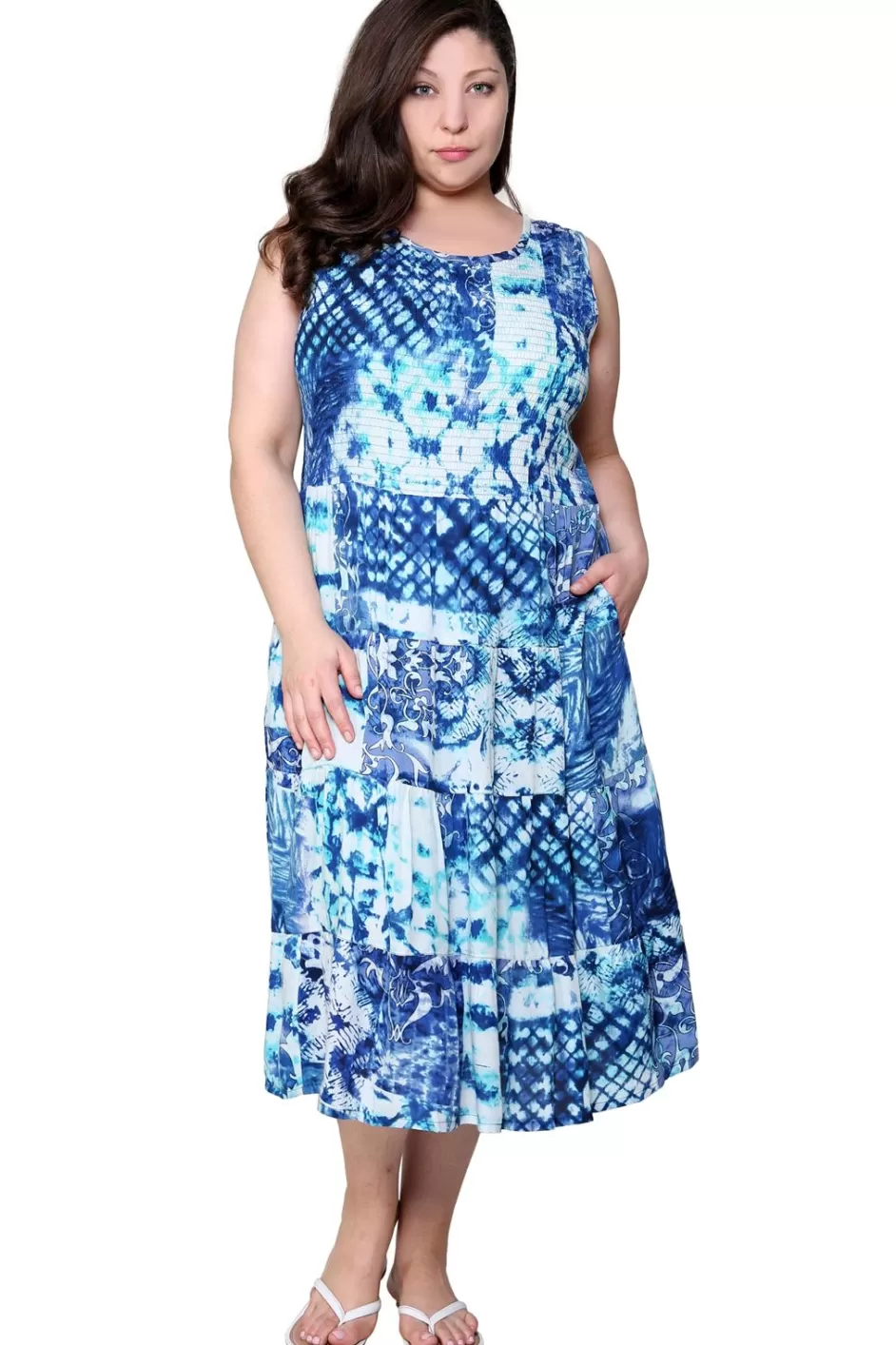 Best Sale La Cera Tie Dye Plus Size Sleeveless Dress Plus Dresses