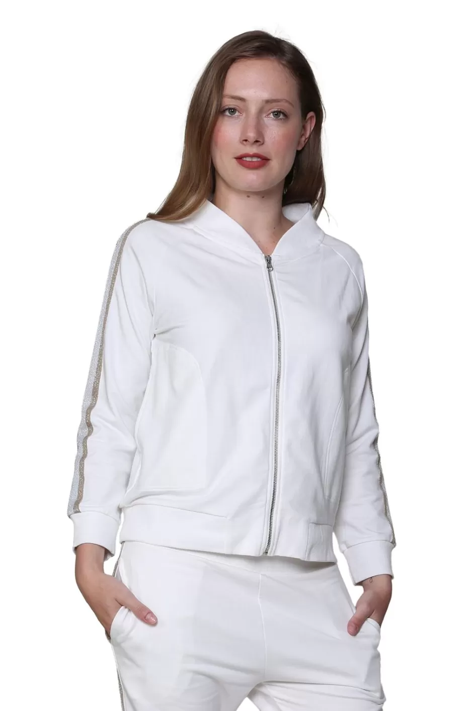 Discount Plus Size French Terry Cotton 2-Piece Zip-Front Track Pant Set Plus Comfortwear