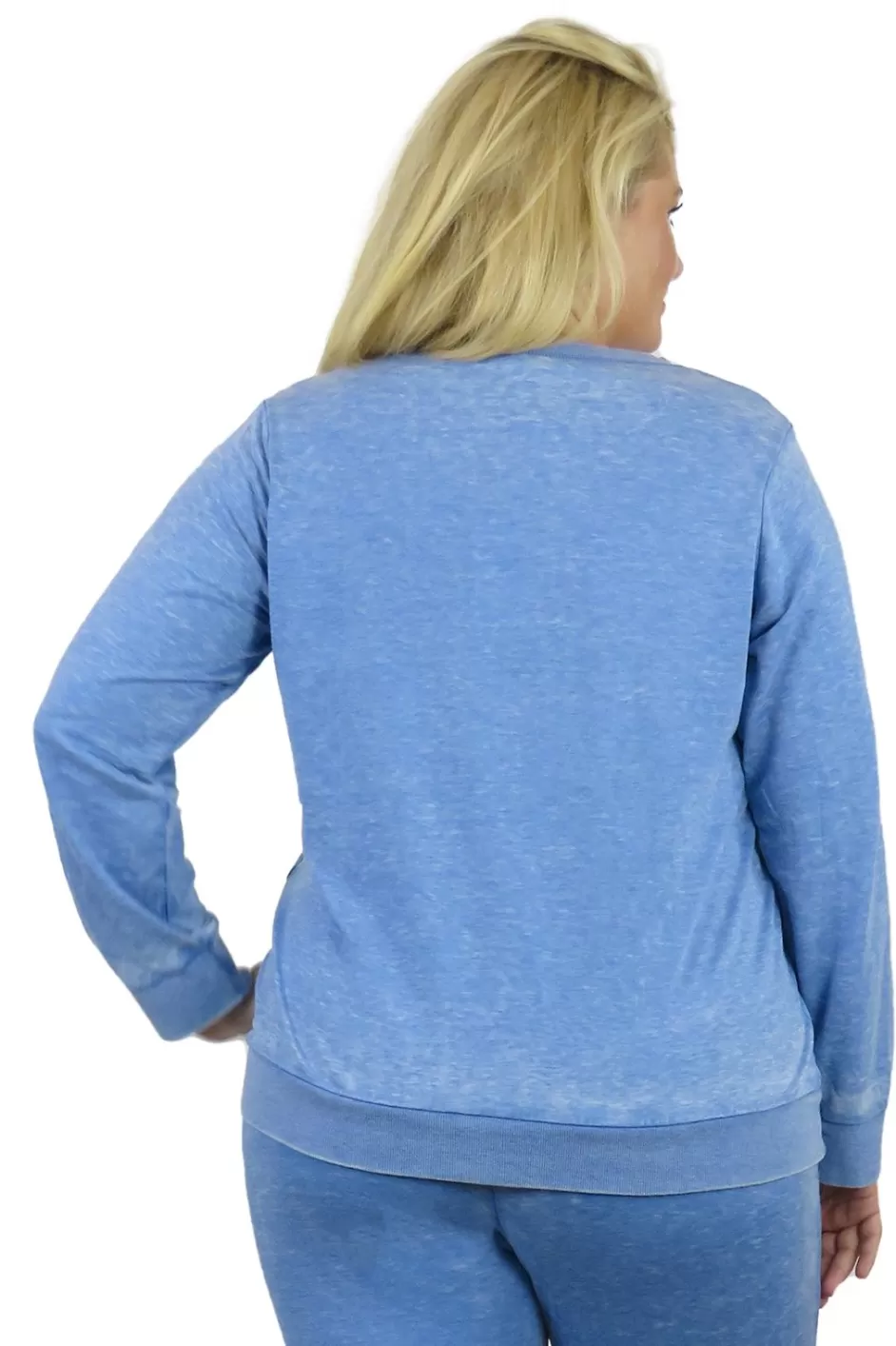 Cheap Plus Size Heathered Crew Neck French Terry Sweatshirt Plus Comfortwear