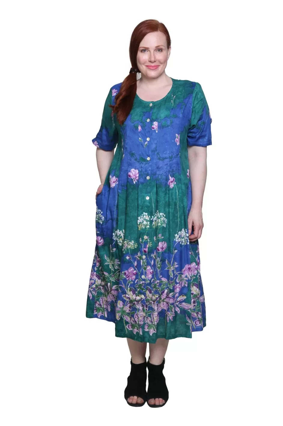 Hot Plus Size La Cera Button Front Short Sleeve Dress Plus Dresses