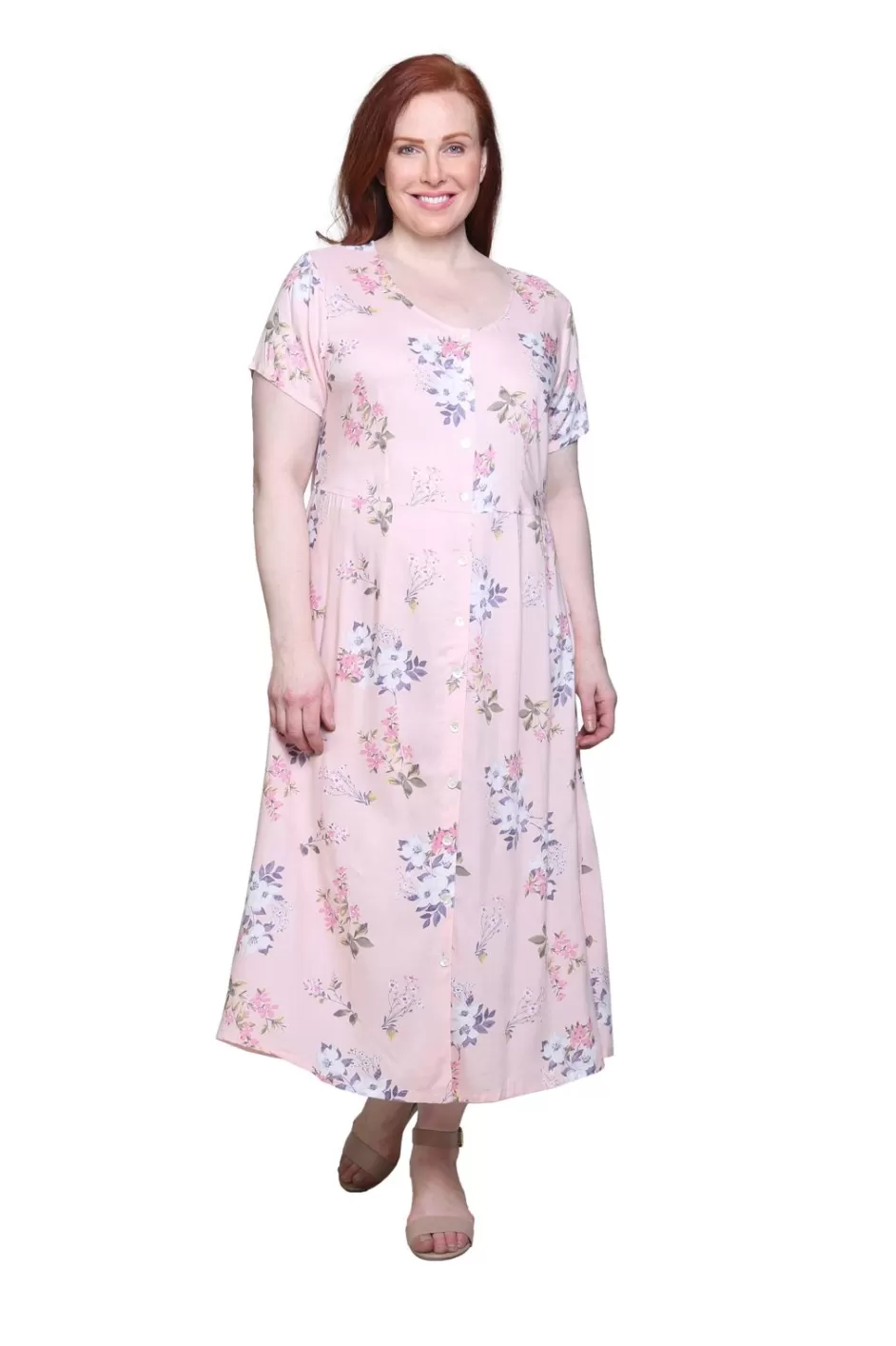 Cheap Plus Size La Cera Button Front Short Sleeve Dress Plus Dresses
