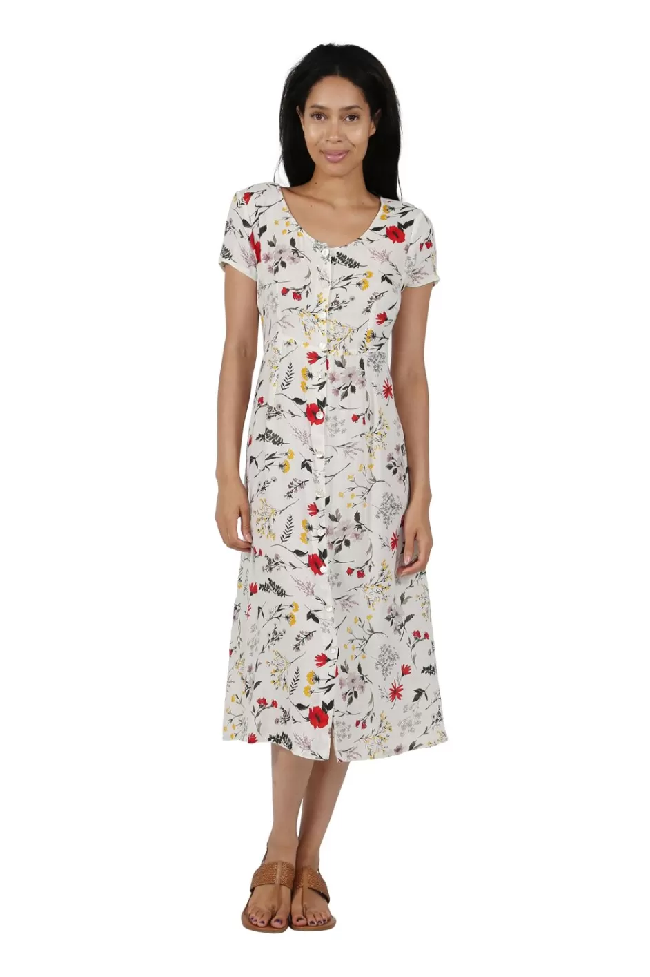 Sale Plus Size La Cera Button Front Short Sleeve Dress Plus Dresses