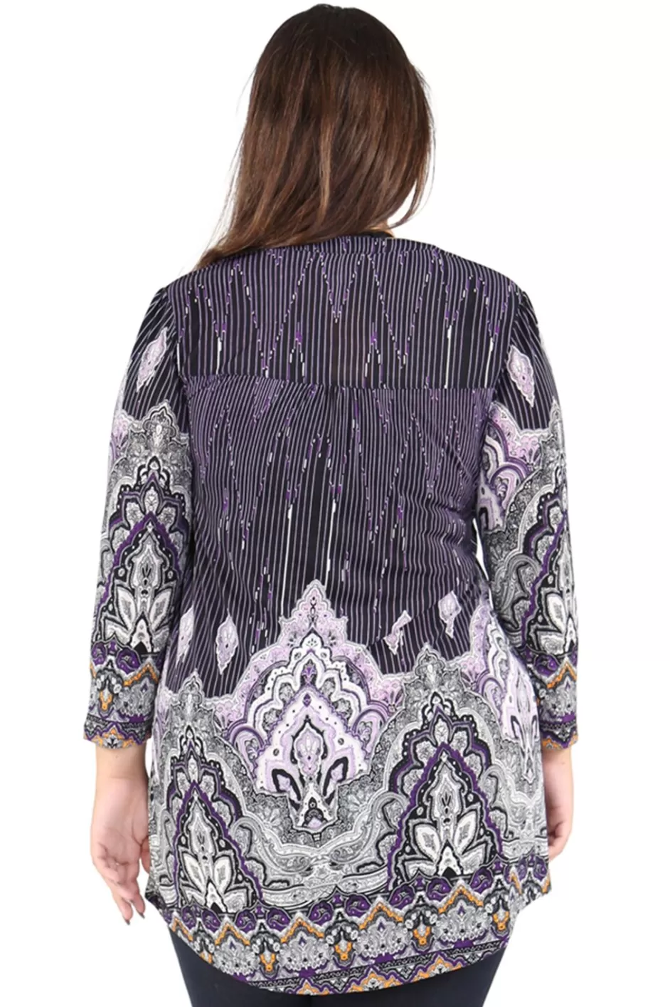 Best Sale Plus Size La Cera Empire Paisley Print Tunic Plus Tops