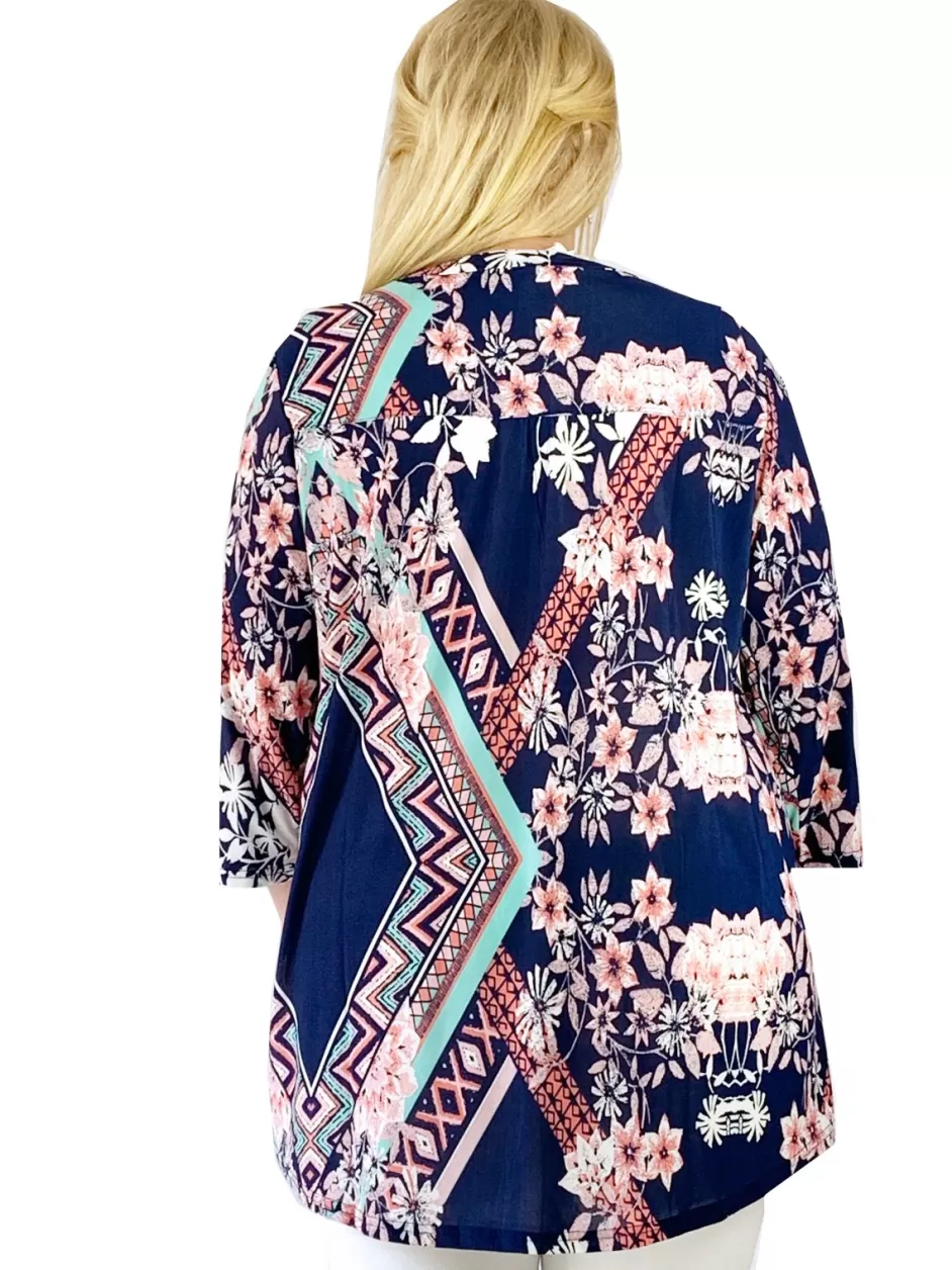 Best Sale Plus Size La Cera Key West Deco Print Tunic Plus Tops
