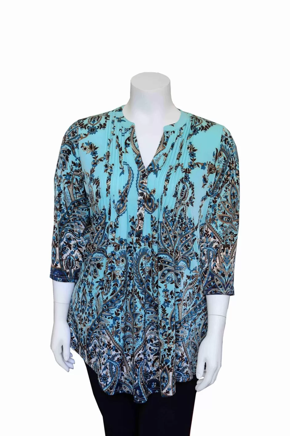 Best Plus Size La Cera Pleat Front Paisley Tunic Plus Tops