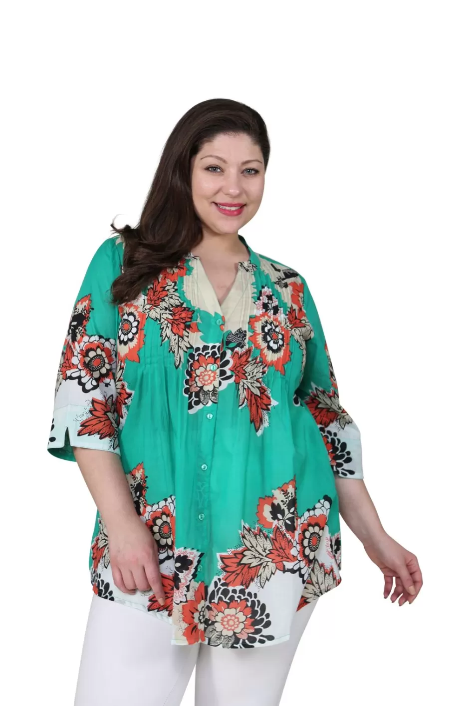 Best Plus Size Pop Art Floral Release Print Tunic Plus Tops