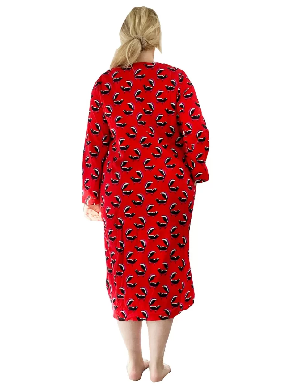 Best Sale Plus Size Whimsical Skunk Flannel Henley Night Shirt Plus Sleepwear